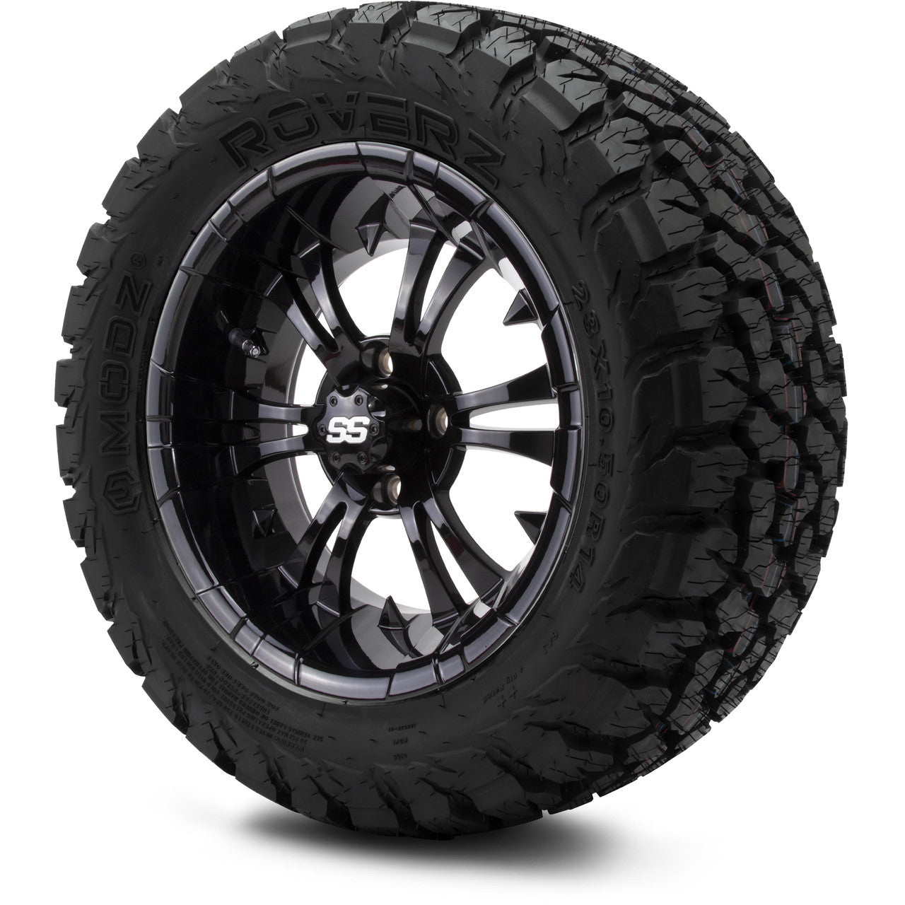 MODZ® 14" Vampire Glossy Black Wheels & Off-Road Tires Combo (Arisun X-Trail All-Terrain 23x10-14)