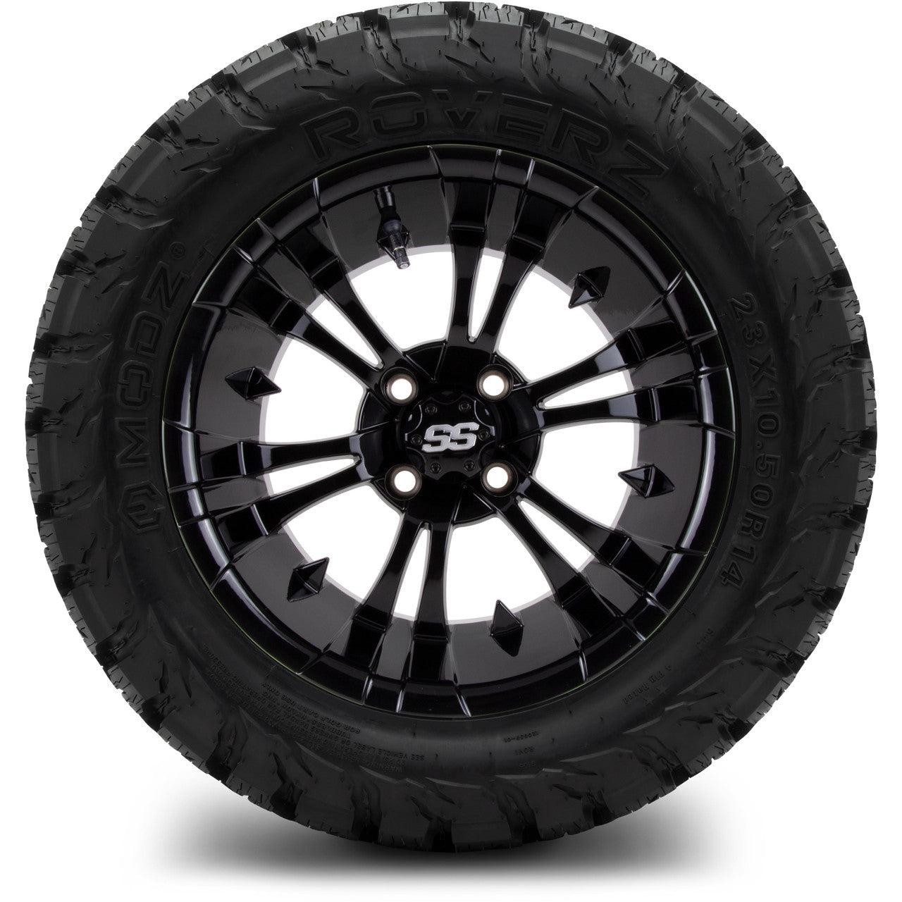 MODZ® 14" Vampire Glossy Black Wheels & Off-Road Tires Combo (Arisun X-Armory All-Terrain 23x10-14 Radial)