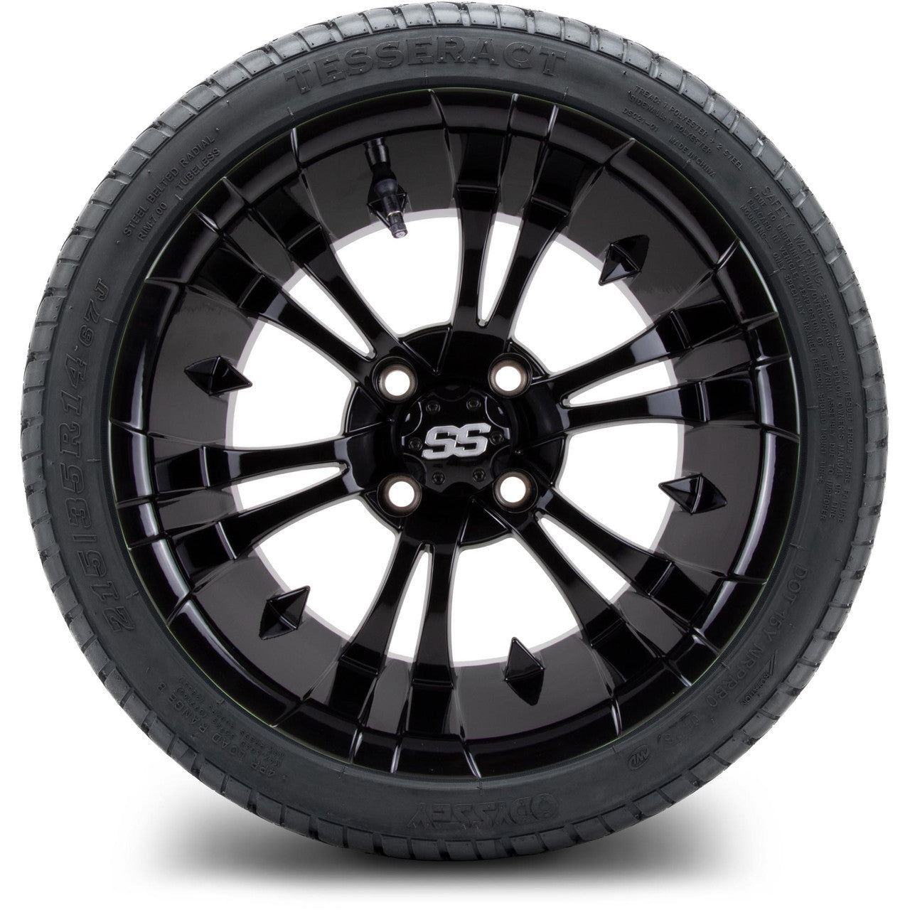 MODZ® 14" Vampire Glossy Black Wheels & Street Tires Combo (MODZ Street Fox Radial 205/40-14)