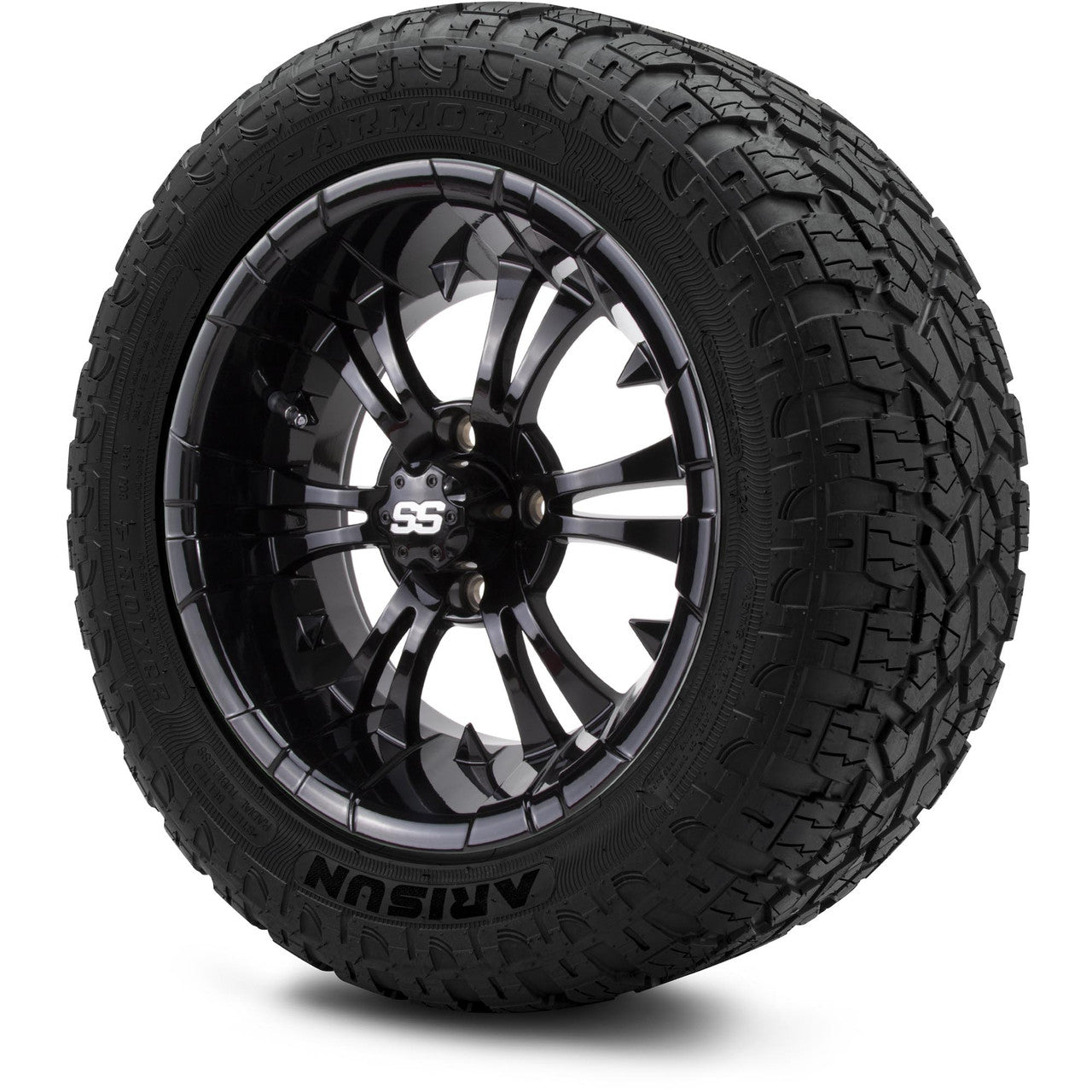 MODZ® 14" Vampire Glossy Black Wheels & Off-Road Tires Combo (Xcomp Gladiator 23-10-14 Radial)