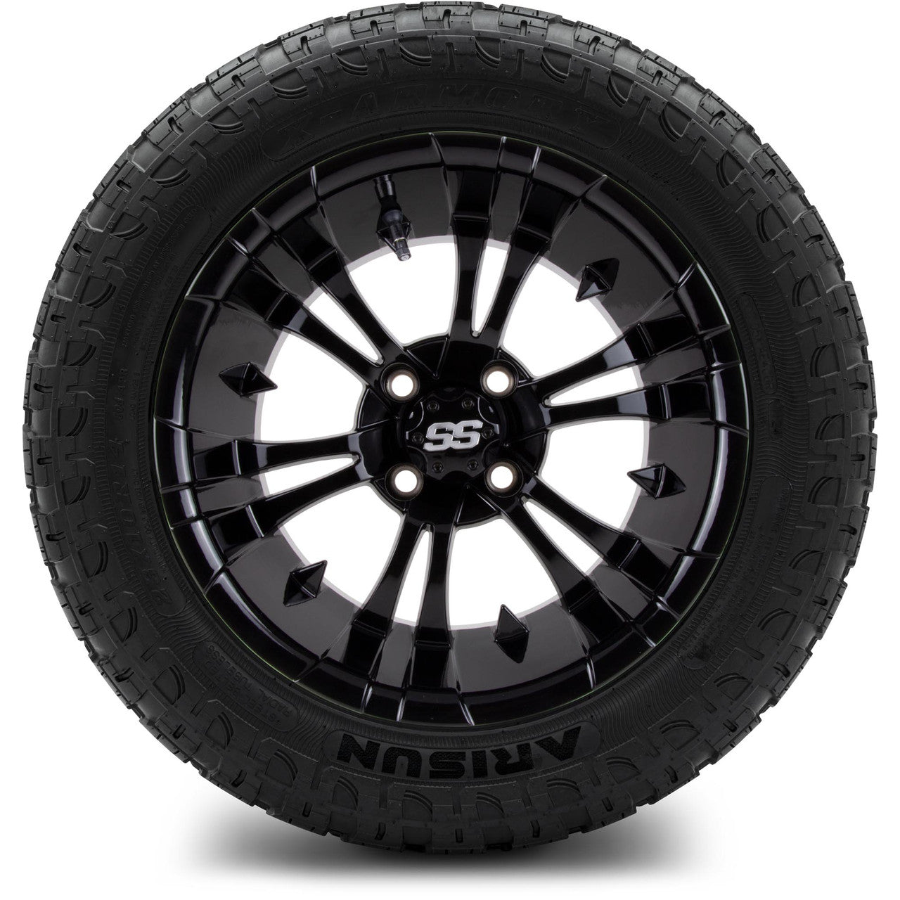 MODZ® 14" Vampire Glossy Black Wheels & Off-Road Tires Combo (Xcomp Gladiator 23-10-14 Radial)