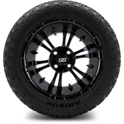 MODZ® 14" Vampire Glossy Black Wheels & Off-Road Tires Combo (Xcomp Gladiator 23-10-14 Radial)