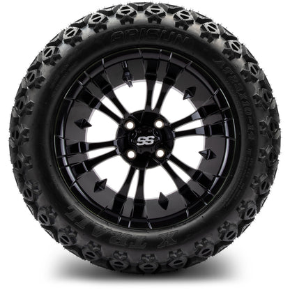 MODZ® 14" Vampire Glossy Black Wheels & Off-Road Tires Combo (Xcomp Gladiator 23-10-14 Radial)