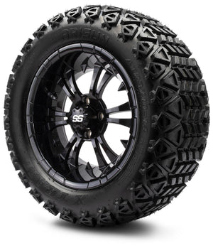 MODZ® 14" Vampire Glossy Black Wheels & Off-Road Tires Combo (Xcomp Gladiator 23-10-14 Radial)