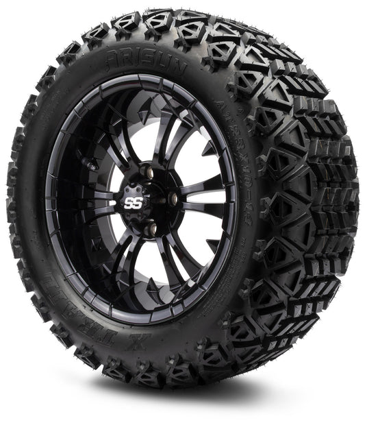 MODZ® 14" Vampire Glossy Black Wheels & Off-Road Tires Combo (Xcomp Gladiator 23-10-14 Radial)