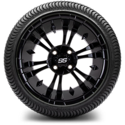 MODZ® 14" Vampire Glossy Black Wheels & Street Tires Combo (MODZ Street Fox Radial 23x10-14)