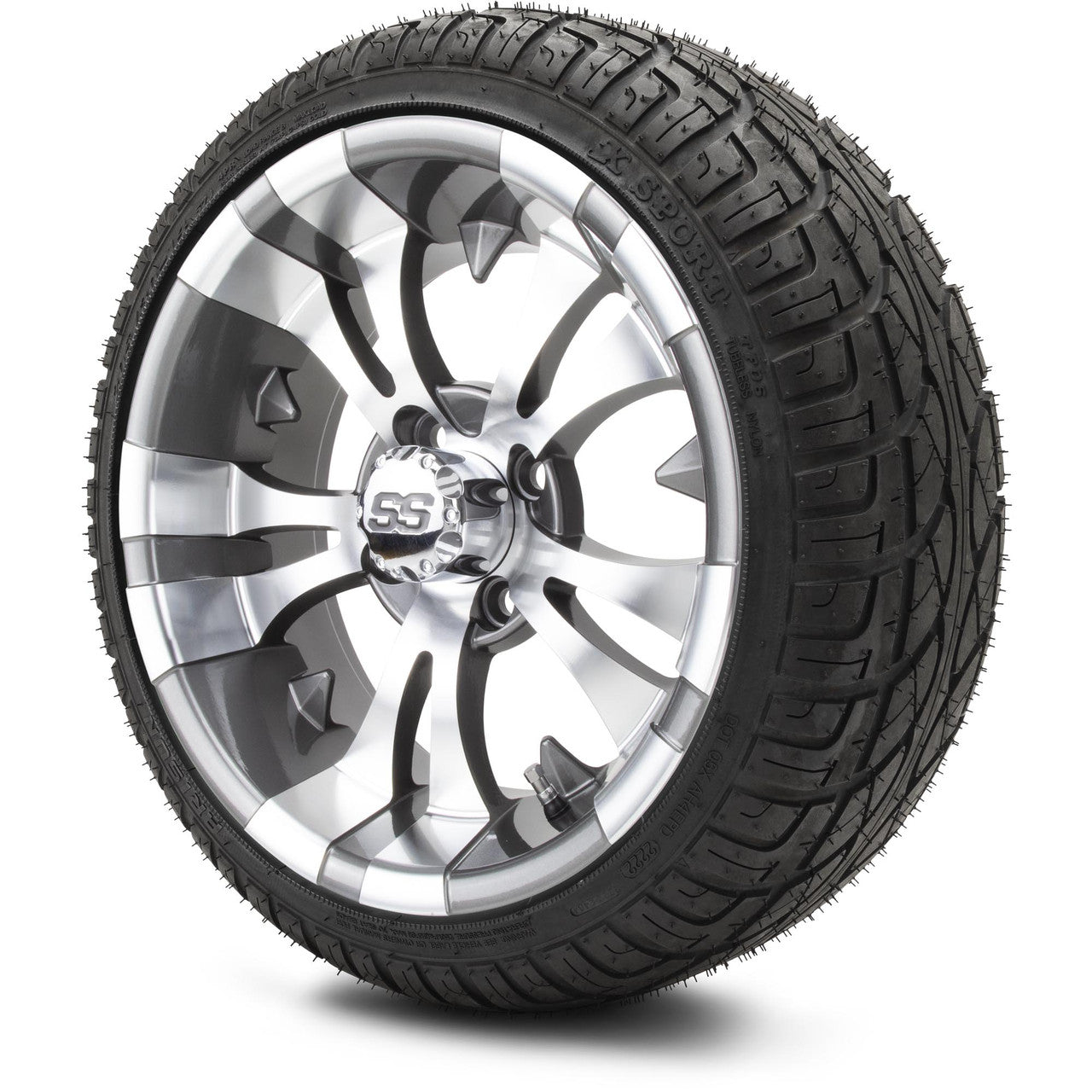 MODZ® 14" Vampire Gunmetal Wheels & Street Tires Combo (Odyssey Tesseract Steel Belted Radial 215/35-14)