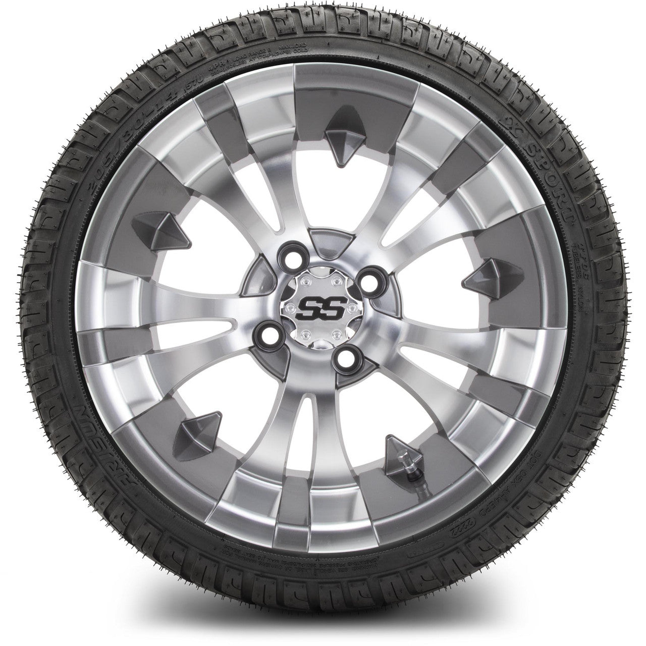 MODZ® 14" Vampire Gunmetal Wheels & Street Tires Combo (Arisun Cruze 205/30-14)