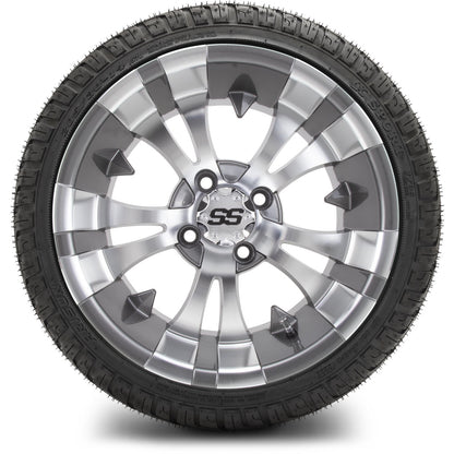 MODZ® 14" Vampire Gunmetal Wheels & Street Tires Combo (Odyssey Tesseract Steel Belted Radial 215/50-14)