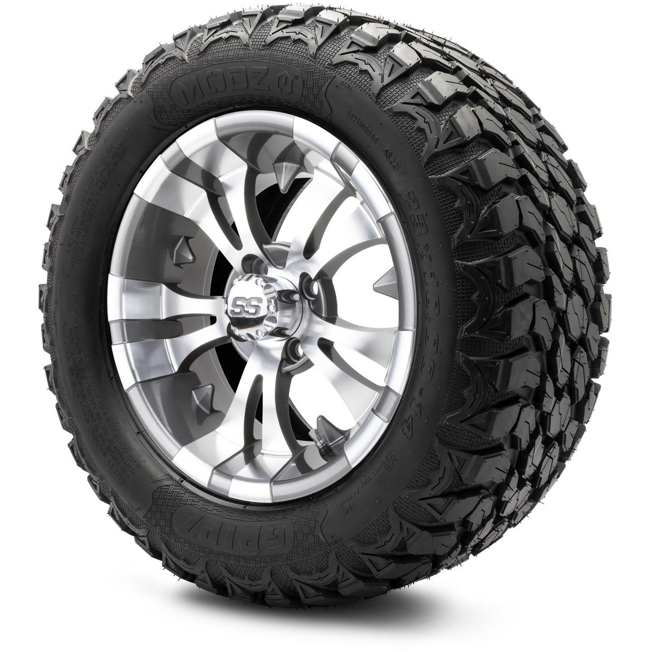 MODZ® 14" Vampire Gunmetal Wheels & Off-Road Tires Combo (Xcomp Gladiator 23-10-14 Radial)