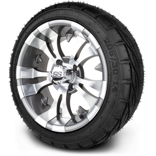 MODZ® 14" Vampire Gunmetal Wheels & Street Tires Combo (MODZ Guardian 205/30-14)