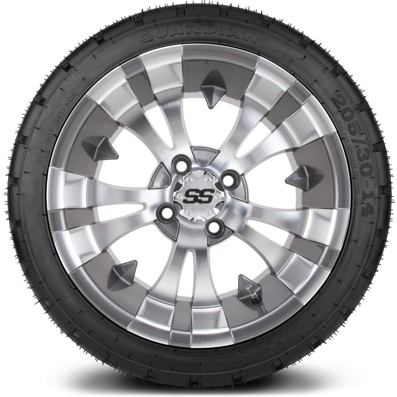 MODZ® 14" Vampire Gunmetal Wheels & Street Tires Combo (MODZ Street Fox Radial 205/40-14)