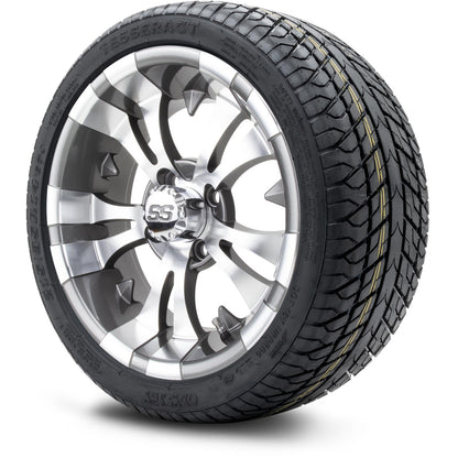 MODZ® 14" Vampire Gunmetal Wheels & Street Tires Combo (Odyssey Tesseract Steel Belted Radial 215/50-14)