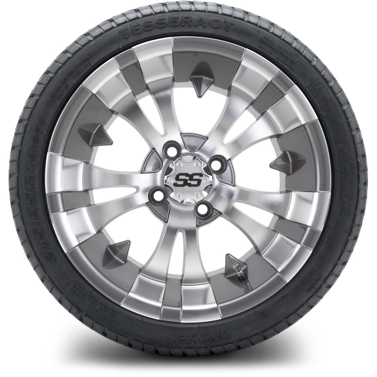 MODZ® 14" Vampire Gunmetal Wheels & Street Tires Combo (Odyssey Tesseract Steel Belted Radial 215/50-14)