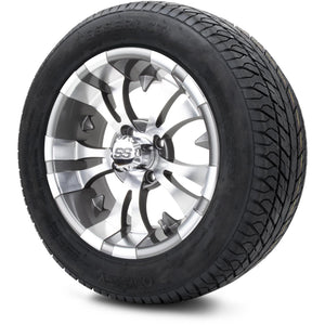 MODZ® 14" Vampire Gunmetal Wheels & Street Tires Combo (Odyssey Tesseract Steel Belted Radial 215/50-14)
