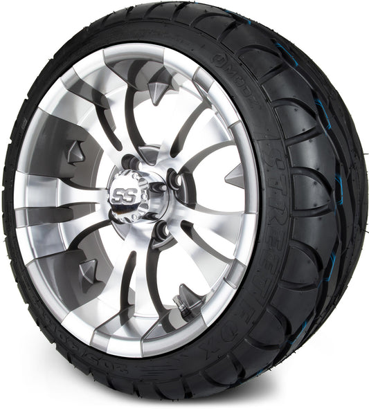 MODZ® 14" Vampire Gunmetal Wheels & Street Tires Combo (MODZ Street Fox Radial 205/40-14)