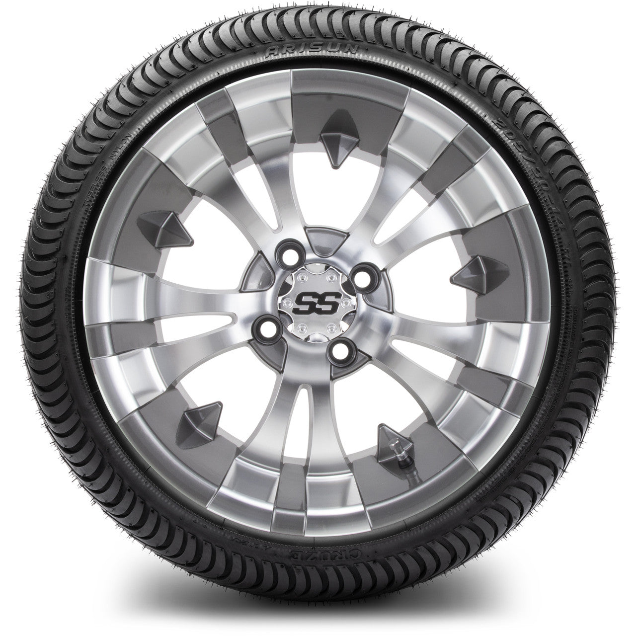 MODZ® 14" Vampire Gunmetal Wheels & Street Tires Combo (Arisun Cruze 205/30-14)
