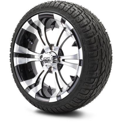 MODZ® 14" Vampire Machined Black Wheels & Street Tires Combo (Arisun X-Sport 205/30-14)