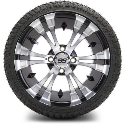 MODZ® 14" Vampire Machined Black Wheels & Street Tires Combo (Arisun X-Sport 205/30-14)