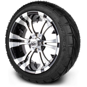 MODZ® 14" Vampire Machined Black Wheels & Street Tires Combo (MODZ Guardian 205/30-14)