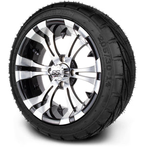 MODZ® 14" Vampire Machined Black Wheels & Street Tires Combo (Arisun Cruze 205/30-14)