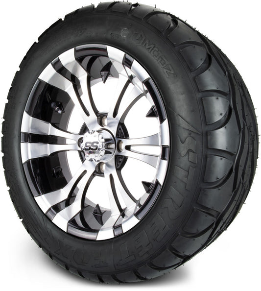 MODZ® 14" Vampire Machined Black Wheels & Street Tires Combo (MODZ Street Fox Radial 23x10-14)