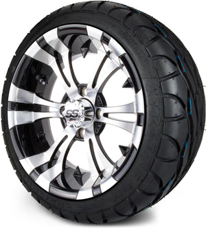 MODZ® 14" Vampire Machined Black Wheels & Street Tires Combo (MODZ Street Fox Radial 205/40-14)