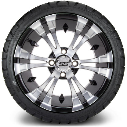 MODZ® 14" Vampire Machined Black Wheels & Street Tires Combo (MODZ Street Fox Radial 205/40-14)