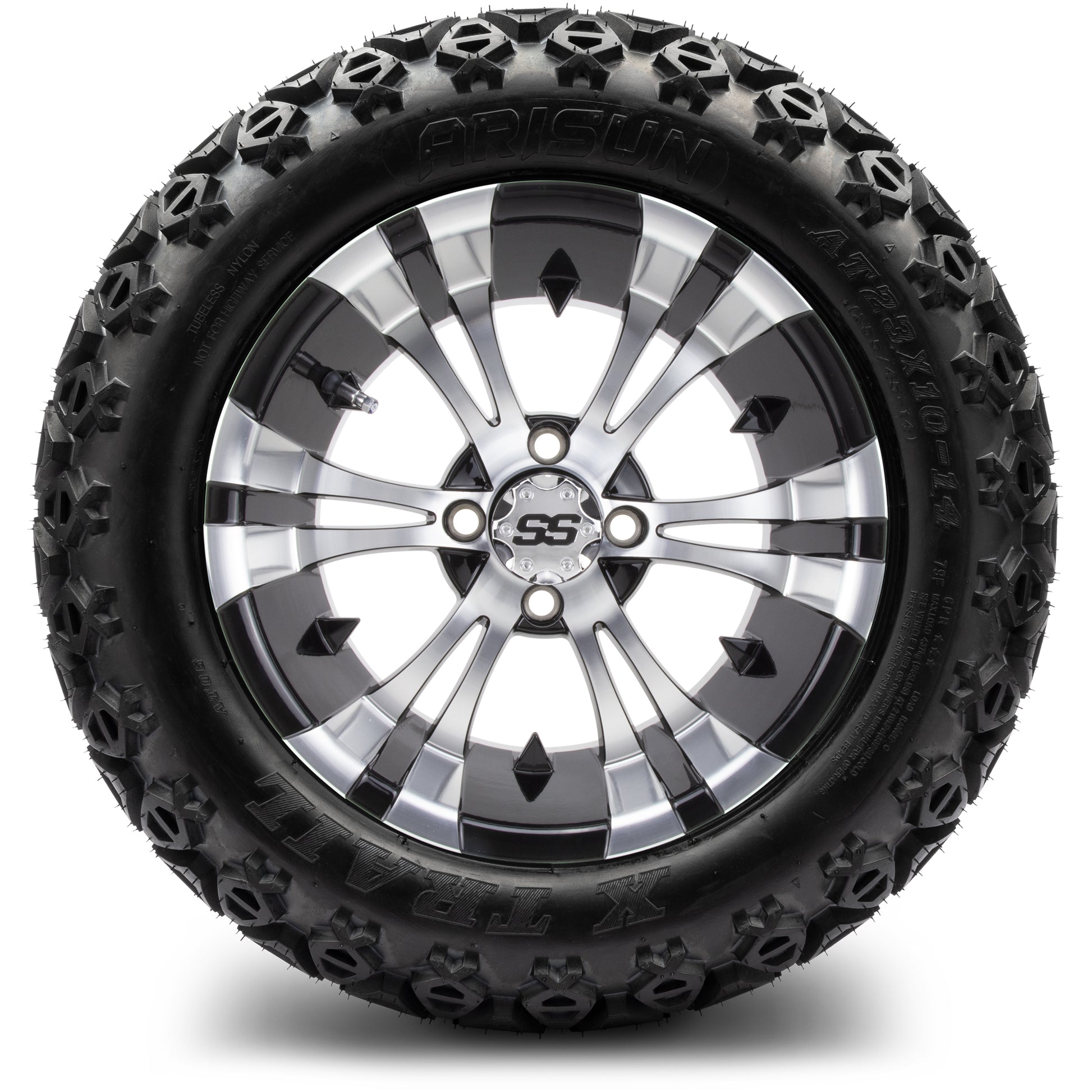 MODZ® 14" Vampire Machined Black Wheels & Off-Road Tires Combo (Arisun X-Trail All-Terrain 23x10-14)