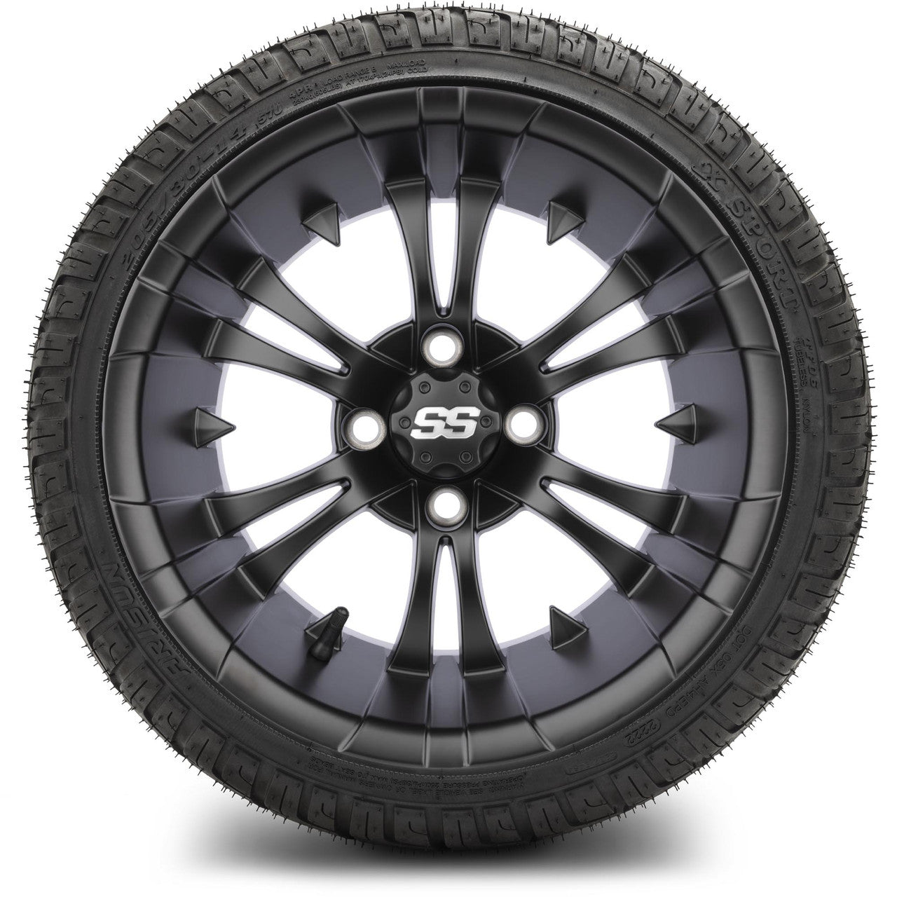 MODZ® 14" Vampire Matte Black Wheels & Street Tires Combo (MODZ Street Fox Radial 23x10-14)