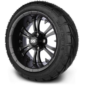MODZ® 14" Vampire Matte Black Wheels & Street Tires Combo (MODZ Guardian 205/30-14)