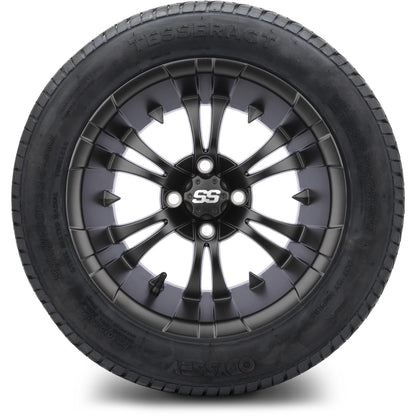 MODZ® 14" Vampire Matte Black Wheels & Street Tires Combo (Arisun Cruze 205/30-14)