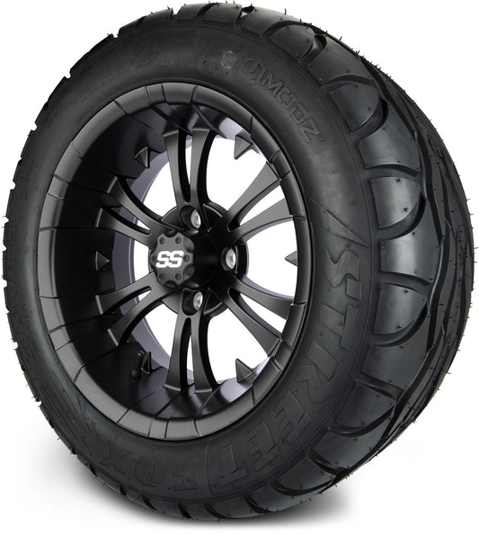 MODZ® 14" Vampire Matte Black Wheels & Street Tires Combo (MODZ Street Fox Radial 23x10-14)