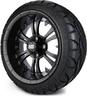 MODZ® 14" Vampire Matte Black Wheels & Street Tires Combo (MODZ Street Fox Radial 205/40-14)