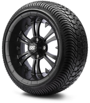 MODZ® 14" Vampire Matte Black Wheels & Street Tires Combo (Arisun Cruze 205/30-14)