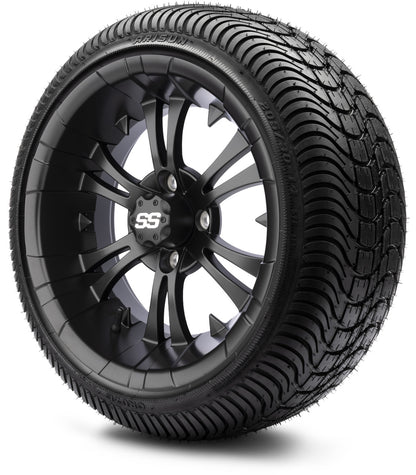 MODZ® 14" Vampire Matte Black Wheels & Street Tires Combo (Arisun Cruze 205/30-14)