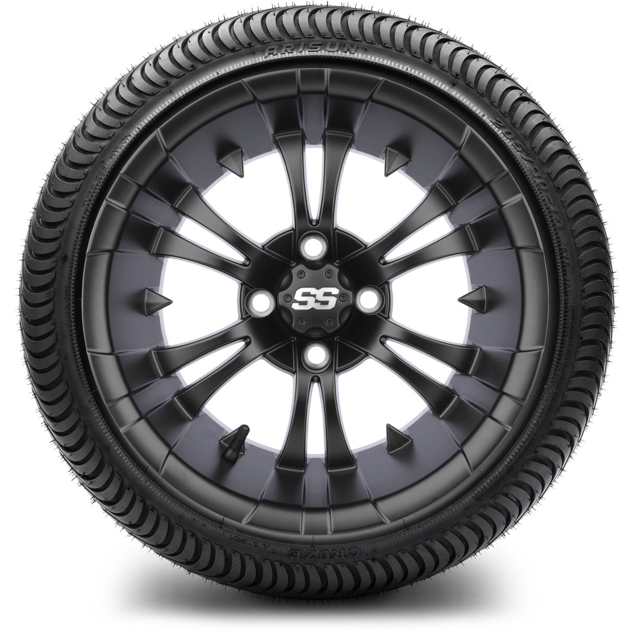 MODZ® 14" Vampire Matte Black Wheels & Street Tires Combo (MODZ Street Fox Radial 205/40-14)