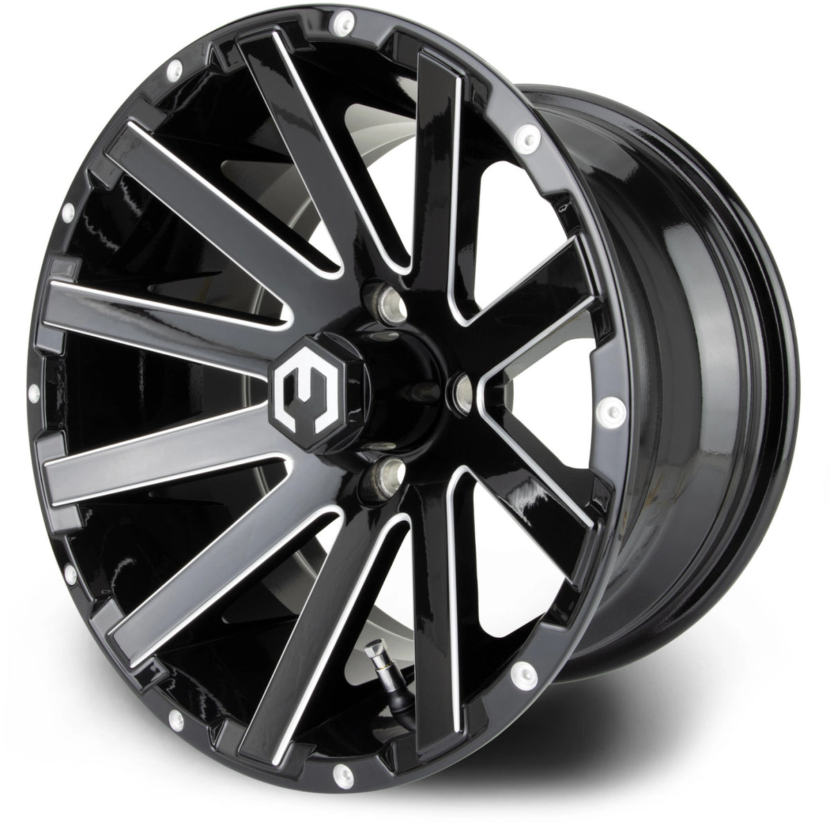 MODZ® 14" Mauler Glossy Black with Ball Mill Wheels & Street Tires Combo (MODZ Street Fox Radial 205/40-14)