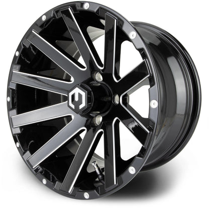 MODZ® 14" Mauler Glossy Black with Ball Mill Wheels & Off-Road Tires Combo (Xcomp Gladiator 23-10-14 Radial)