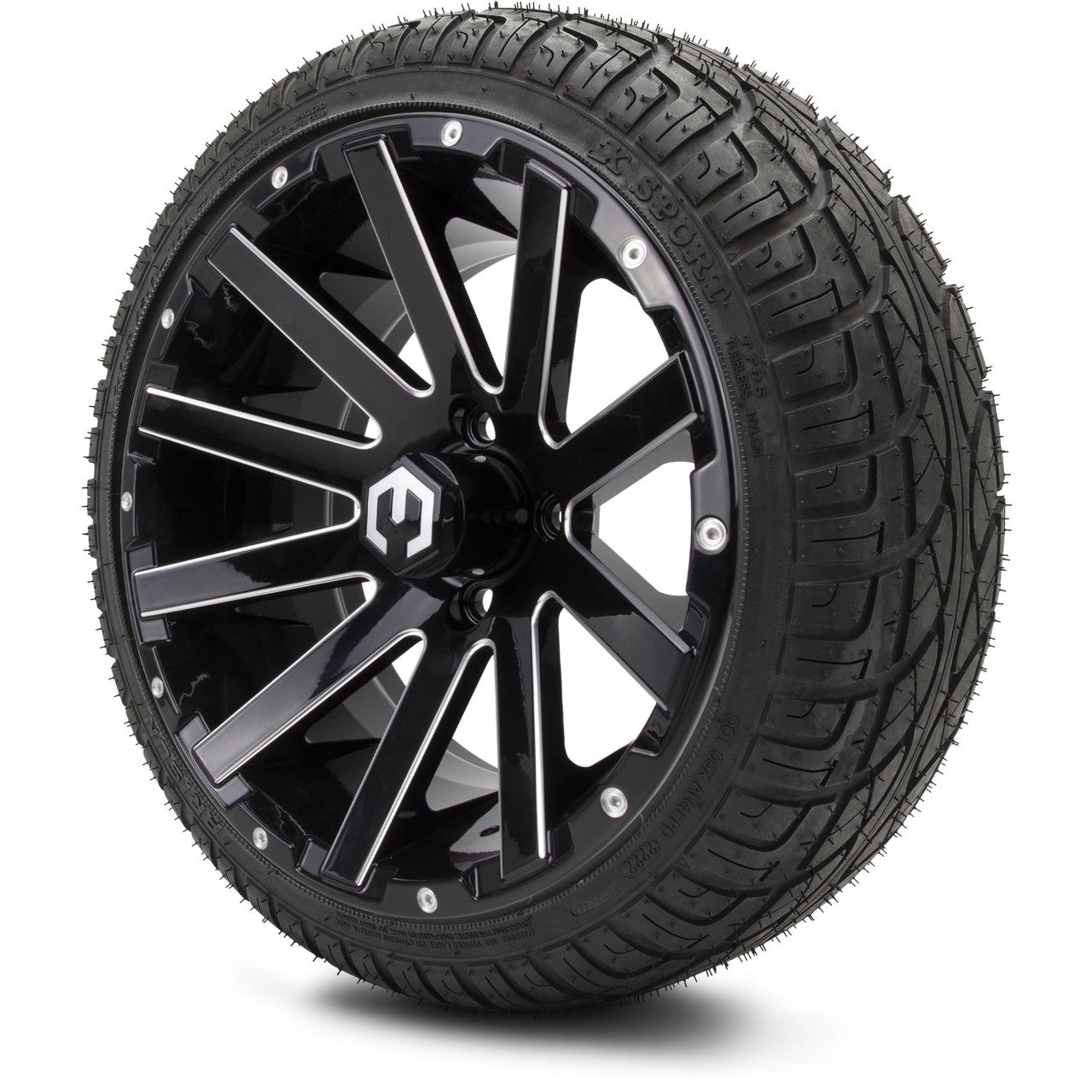 MODZ® 14" Mauler Glossy Black with Ball Mill Wheels & Street Tires Combo (MODZ Street Fox Radial 23x10-14)