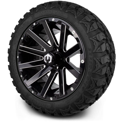MODZ® 14" Mauler Glossy Black with Ball Mill Wheels & Off-Road Tires Combo (Xcomp Gladiator 23-10-14 Radial)