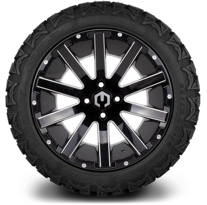 MODZ® 14" Mauler Glossy Black with Ball Mill Wheels & Off-Road Tires Combo (Xcomp Gladiator 23-10-14 Radial)