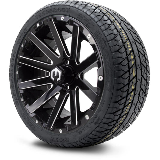 MODZ® 14" Mauler Glossy Black with Ball Mill Wheels & Street Tires Combo (Odyssey Tesseract Steel Belted Radial 215/35-14)
