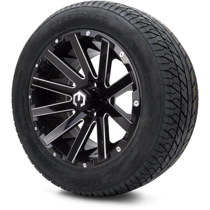 MODZ® 14" Mauler Glossy Black with Ball Mill Wheels & Street Tires Combo (Odyssey Tesseract Steel Belted Radial 215/35-14)