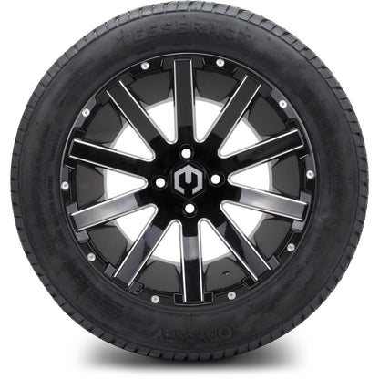 MODZ® 14" Mauler Glossy Black with Ball Mill Wheels & Street Tires Combo (Odyssey Tesseract Steel Belted Radial 215/50-14)