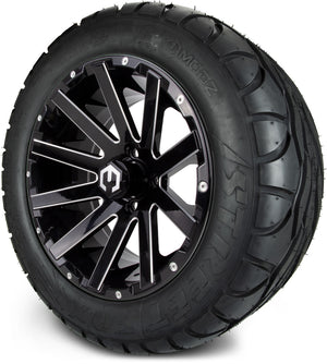 MODZ® 14" Mauler Glossy Black with Ball Mill Wheels & Street Tires Combo (MODZ Street Fox Radial 23x10-14)