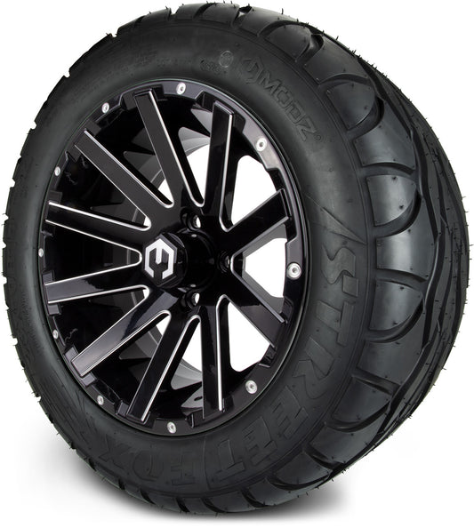 MODZ® 14" Mauler Glossy Black with Ball Mill Wheels & Street Tires Combo (MODZ Street Fox Radial 23x10-14)
