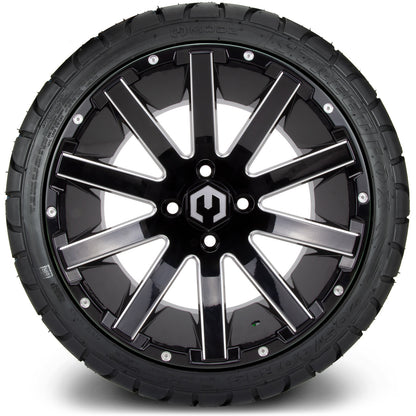 MODZ® 14" Mauler Glossy Black with Ball Mill Wheels & Street Tires Combo (MODZ Street Fox Radial 23x10-14)
