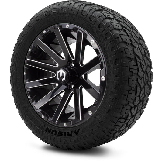MODZ® 14" Mauler Glossy Black with Ball Mill Wheels & Off-Road Tires Combo (Arisun X-Armory All-Terrain 23x10-14 Radial)