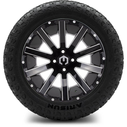 MODZ® 14" Mauler Glossy Black with Ball Mill Wheels & Off-Road Tires Combo (Xcomp Gladiator 23-10-14 Radial)